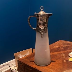 Vintage Silver and Frosted Glass Pitcher